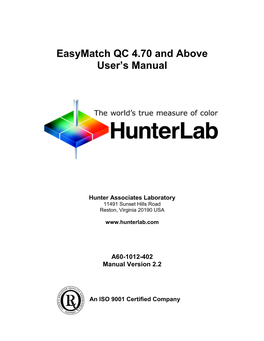 Easymatch QC Manual for Colorquest XE
