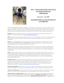Gfs / Winchester College International Program