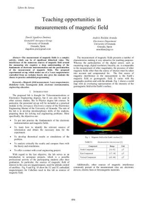 Teaching Opportunities in Measurements of Magnetic Field