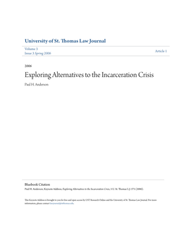 Exploring Alternatives to the Incarceration Crisis Paul H