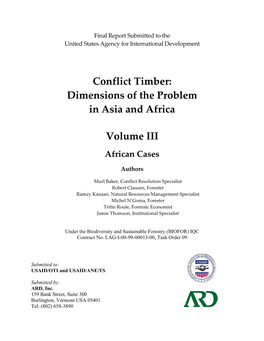 Conflict Timber: Dimensions of the Problem in Asia and Africa Volume III Table of Contents