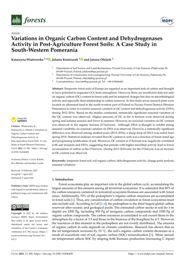 Variations in Organic Carbon Content and Dehydrogenases Activity in Post-Agriculture Forest Soils: a Case Study in South-Western Pomerania