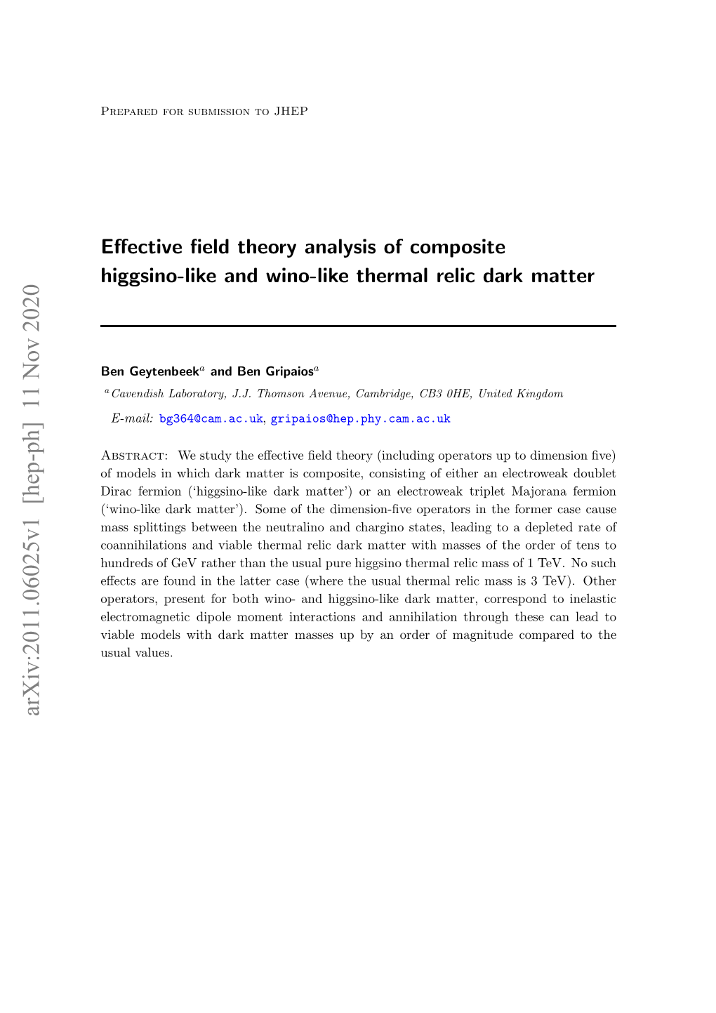 Effective Field Theory Analysis of Composite Higgsino-Like and Wino