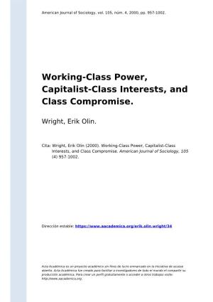 Working-Class Power, Capitalist-Class Interests, and Class Compromise