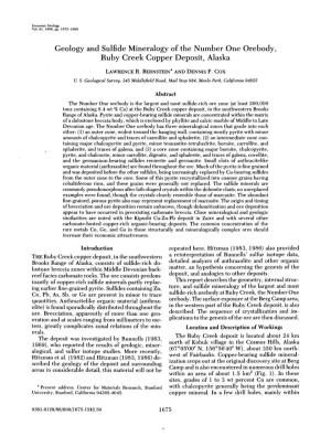 Geology and Sulfide Mineralogy of the Number One Orebody, Ruby Creek Copper Deposit, Alaska