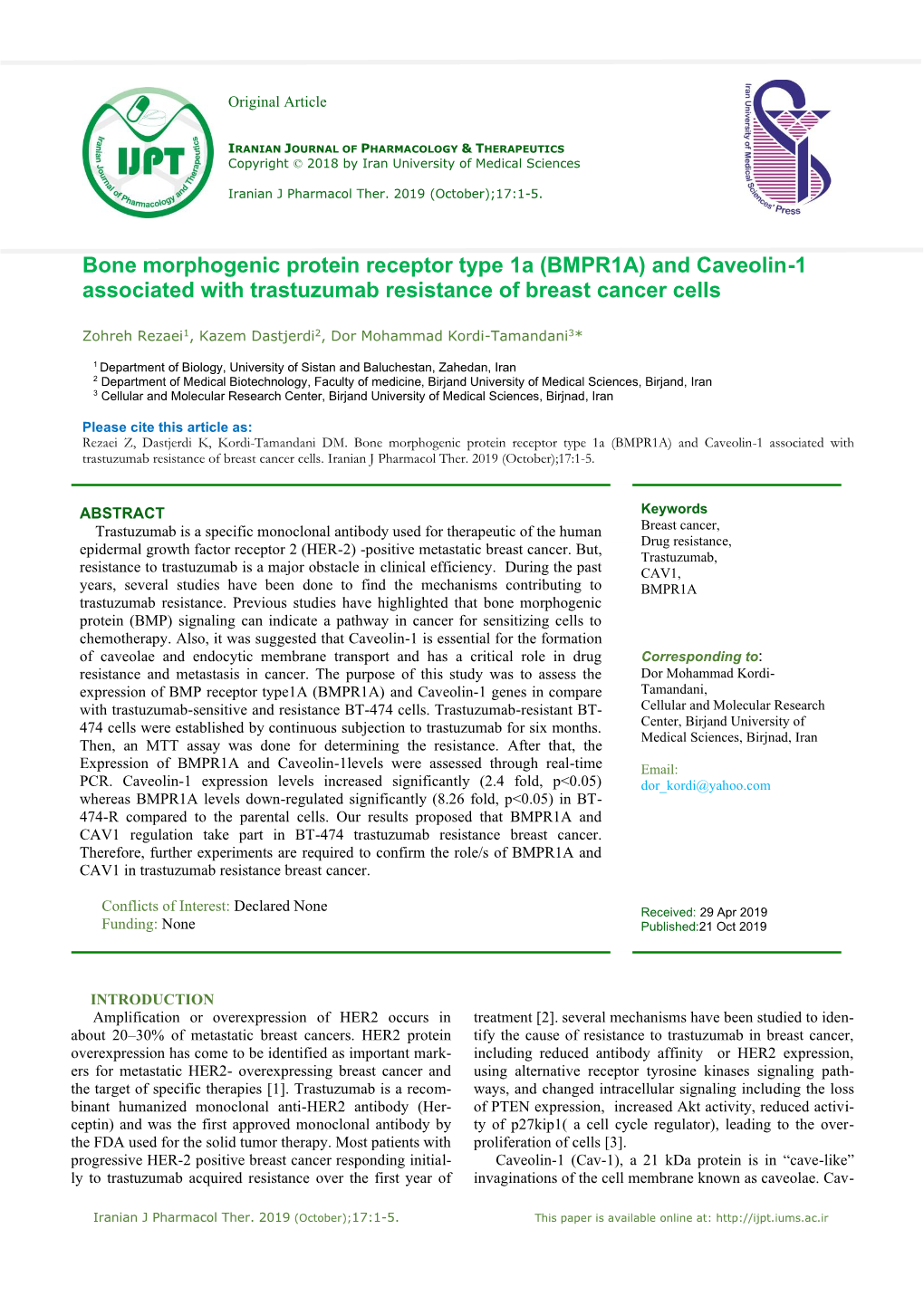 And Caveolin-1 Associated with Trastuzumab Resistance of Breast Cancer Cells