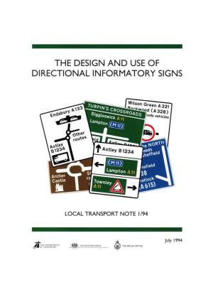 LTN 1/94 the Design and Use of Directional Informatory Signs
