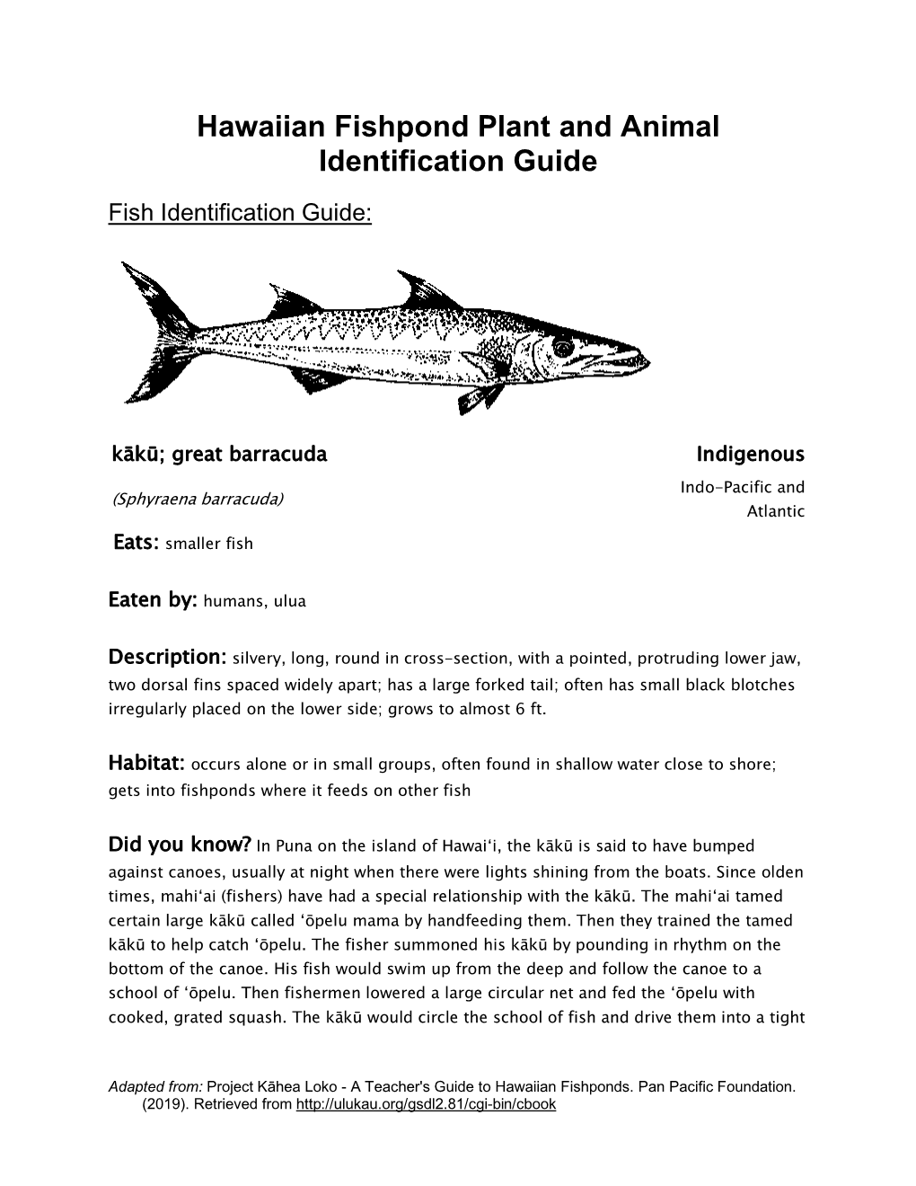 Hawaiian Fishpond Plant and Animal Identification Guide