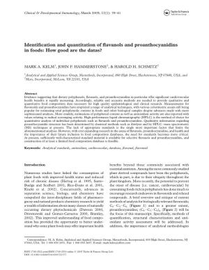 Identification and Quantitation of Flavanols and Proanthocyanidins in Foods