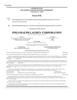 POLO RALPH LAUREN CORPORATION (Exact Name of Registrant As Specified in Its Charter)