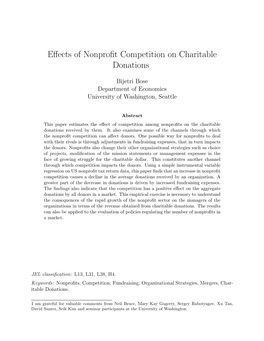 Effects of Nonprofit Competition on Charitable Donations