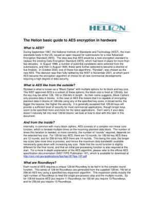 The Helion Basic Guide to AES Encryption in Hardware