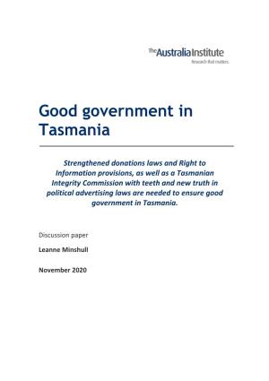 Good Government in Tasmania