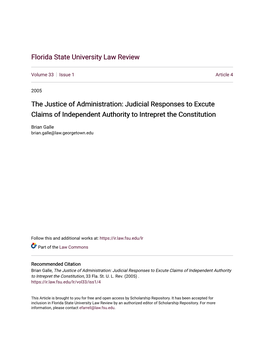 The Justice of Administration: Judicial Responses to Excute Claims of Independent Authority to Intrepret the Constitution