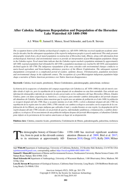 After Cahokia: Indigenous Repopulation and Depopulation of the Horseshoe Lake Watershed AD 1400–1900