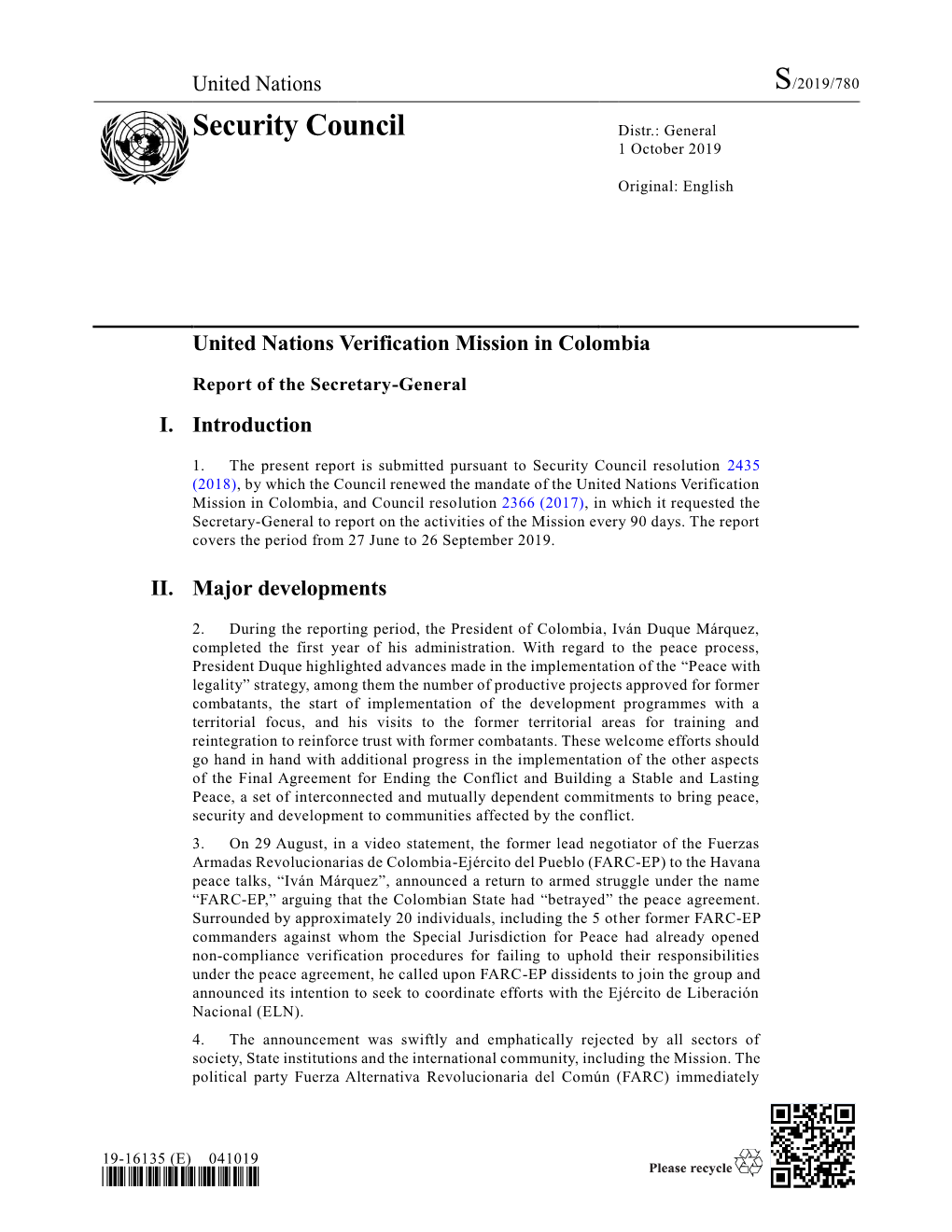 Security Council Distr.: General 1 October 2019