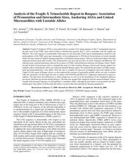 Analysis of the Fragile X Trinucleotide Repeat in Basques: Association Of