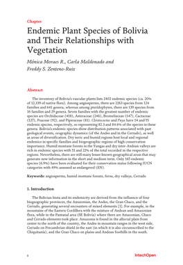 Endemic Plant Species of Bolivia and Their Relationships with Vegetation Mónica Moraes R., Carla Maldonado and Freddy S