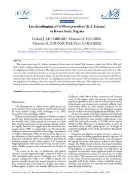 Eco-Distribution of Vitellaria Paradoxa (GF Gaertn) in Kwara State, Nigeria