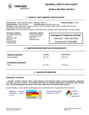 MATERIAL SAFETY DATA SHEET Sodium Bisulfite, Solution