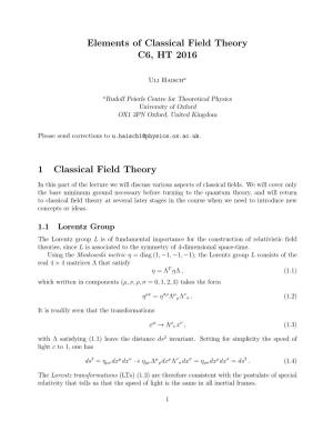 Elements of Classical Field Theory C6, HT 2016