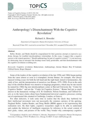 Anthropology's Disenchantment with the Cognitive Revolution