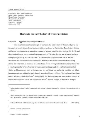 Heaven in the Early History of Western Religions