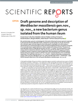 Draft Genome and Description of Merdibacter Massiliensis Gen.Nov., Sp