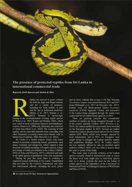 The Presence of Protected Reptiles from Sri Lanka in International Commercial Trade