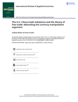 The U.S.–China Trade Imbalance and the Theory of Free Trade: Debunking the Currency Manipulation Argument
