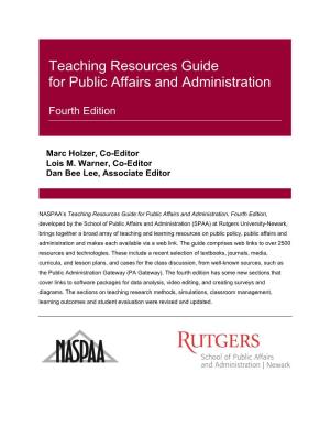 Teaching Resources Guide for Public Affairs and Administration