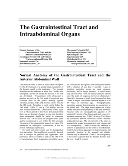 The Gastrointestinal Tract and Intraabdominal Organs