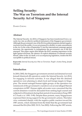 The War on Terrorism and the Internal Security Act of Singapore