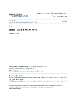 British Gaming Act of 1968