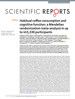 Habitual Coffee Consumption and Cognitive Function: a Mendelian
