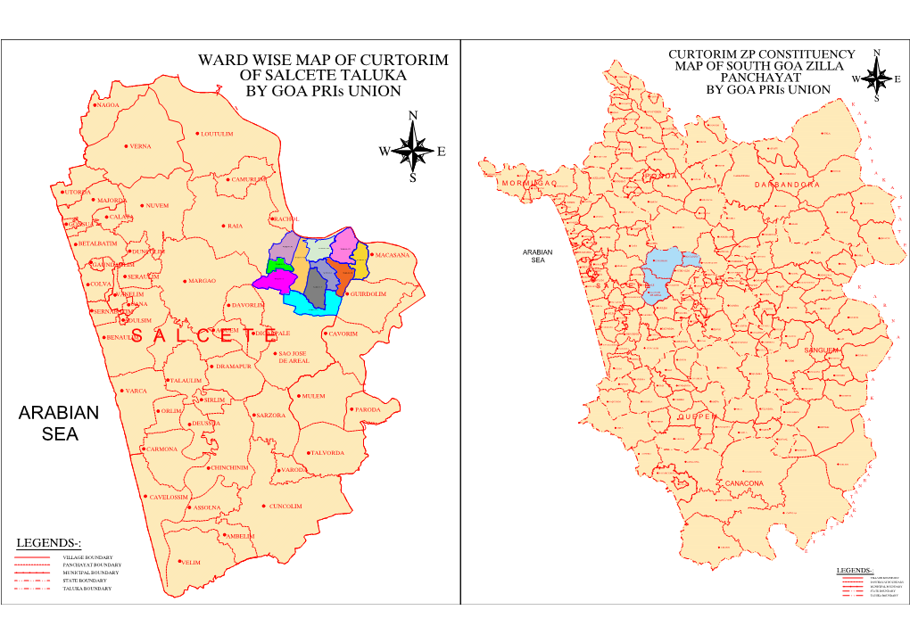 WARD WISE MAP of CURTORIM of SALCETE TALUKA by GOA Pris UNION