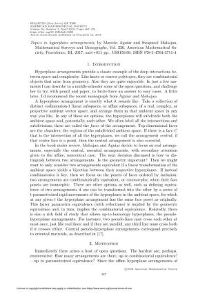 Topics in Hyperplane Arrangements, by Marcelo Aguiar and Swapneel Mahajan, Mathematical Surveys and Monographs, Vol