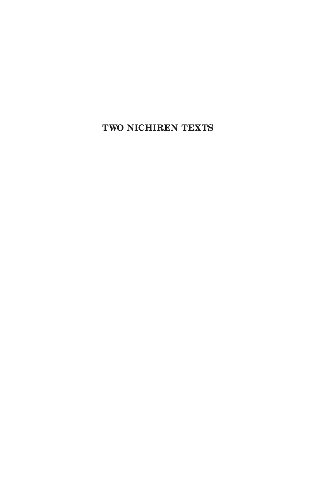 Two Nichiren Texts-Frontmatter