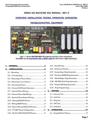 Seriss 1A2 Multiline KSU Manual – REV-J1 © Copyright 2019 Seriss Corporation Issue 1, May 2020 Ercolano
