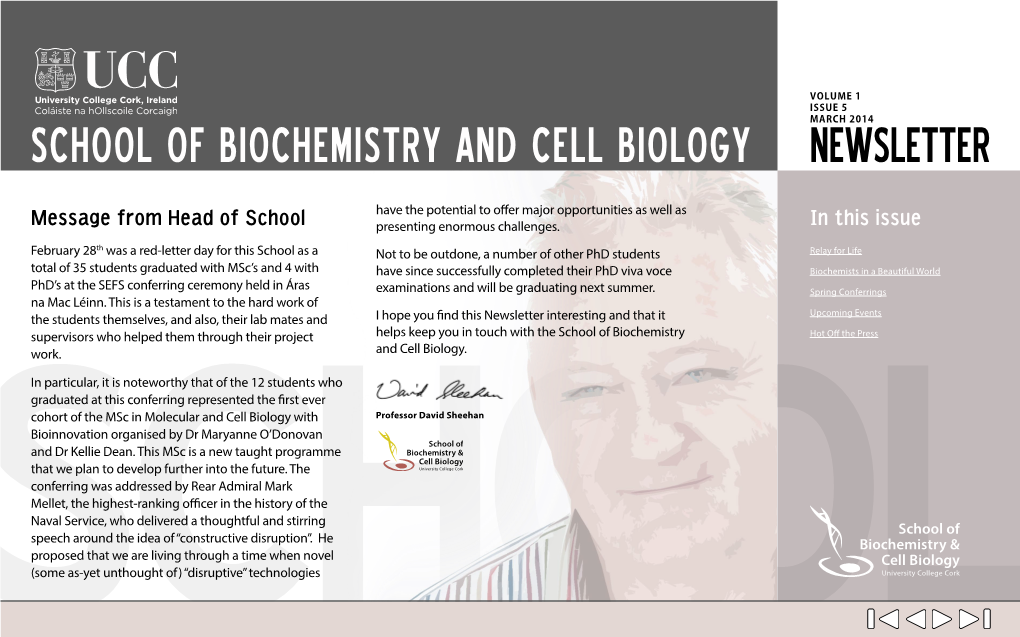005 School of Biochemistry & Cell Biology Newsletter