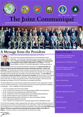 The Joint Communiqué the Official Newsletter for the Faos, International Relations Specialists, and Partners Associated with the FAOA Korea Chapter