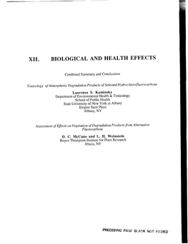 Xii. Biological and Health Effects