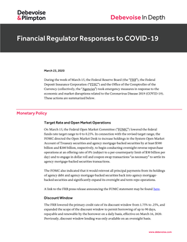 Financial Regulator Responses to COVID-19