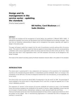 Design and Its Management in the Service Sector - Updating the Standard
