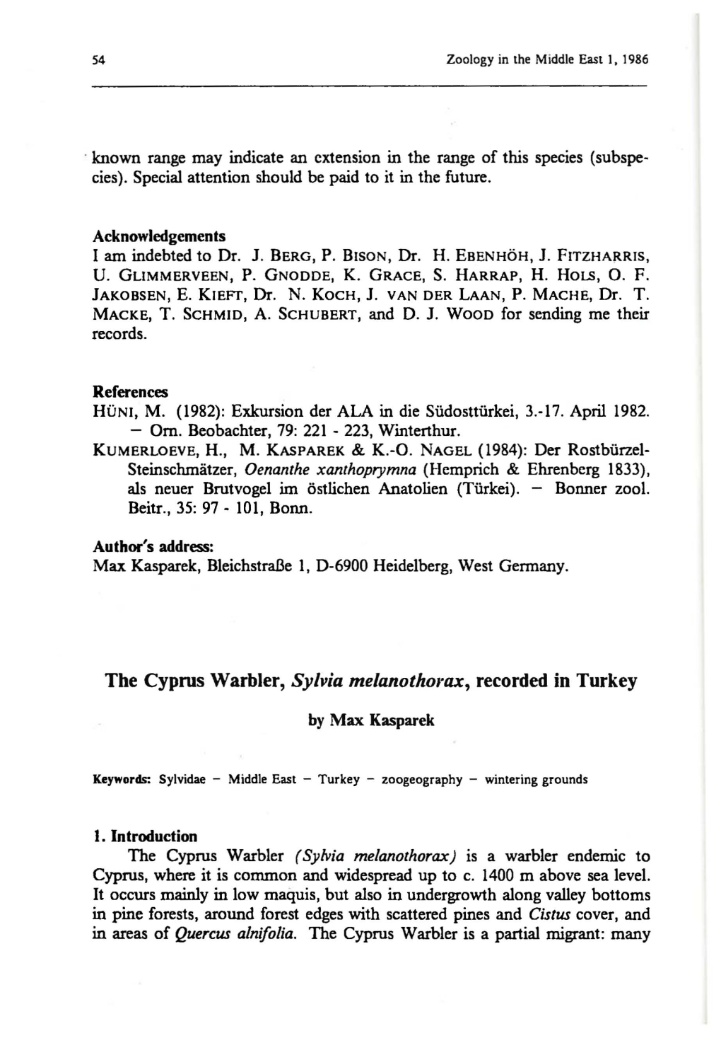 The Cyprus Warbler, Sylvia Melanothol'ax, Recorded in Turkey