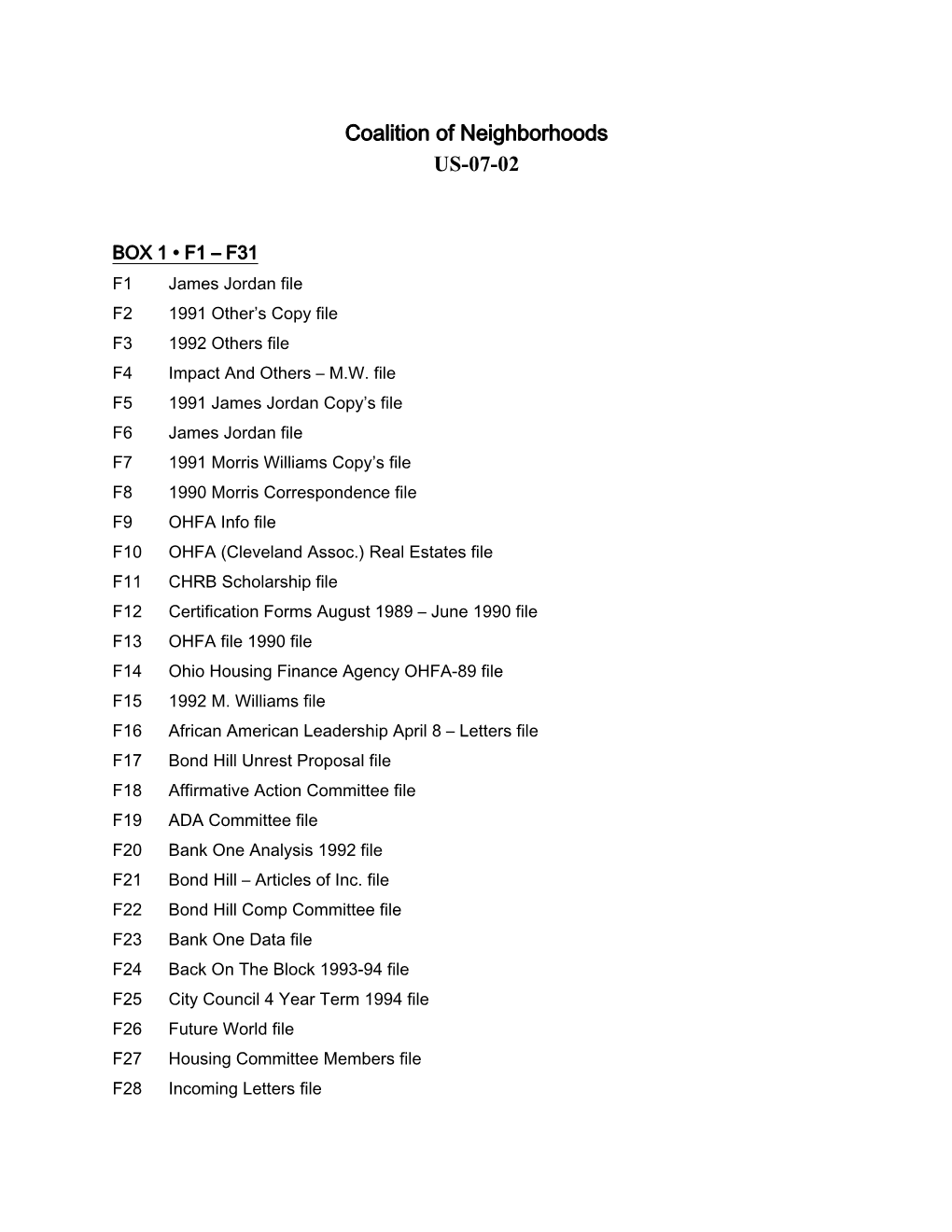 Coalition of Neighborhoods US-07-02