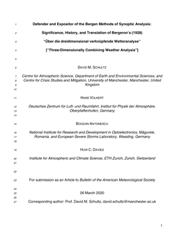 1 Defender and Expositor of the Bergen Methods of Synoptic Analysis: Significance, History, and Translation of Bergeron's