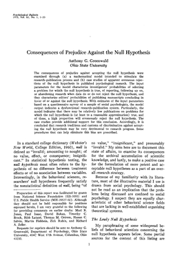 Consequences of Prejudice Against the Null Hypothesis