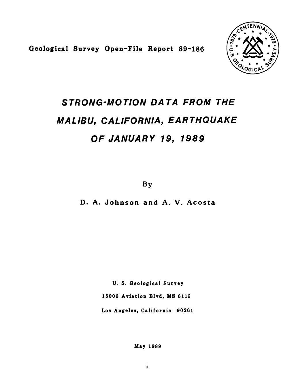 Strong-Motion Data from the Malibu, California, Earthquake of January 19