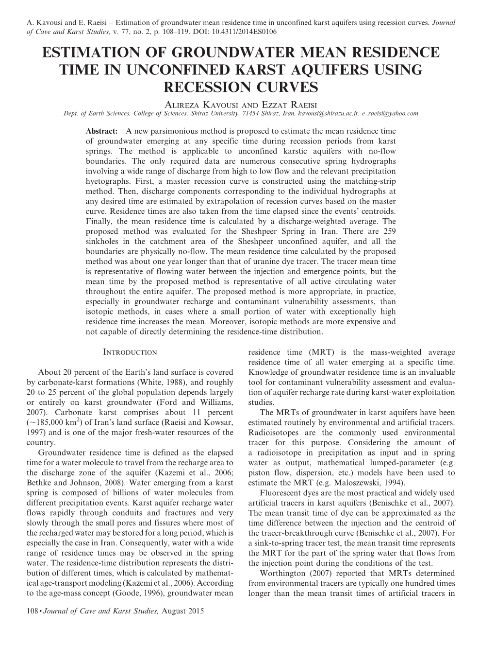 estimation-of-groundwater-mean-residence-time-in-unconfined-karst